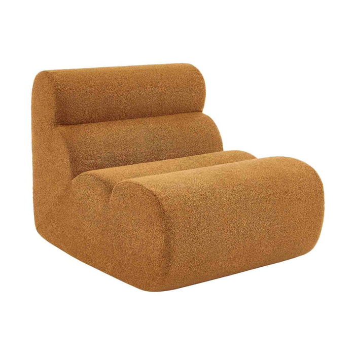 Chauffeuse bouclette texturée moutarde 1 place - L 81 x P 99 x H 75cm - Nova