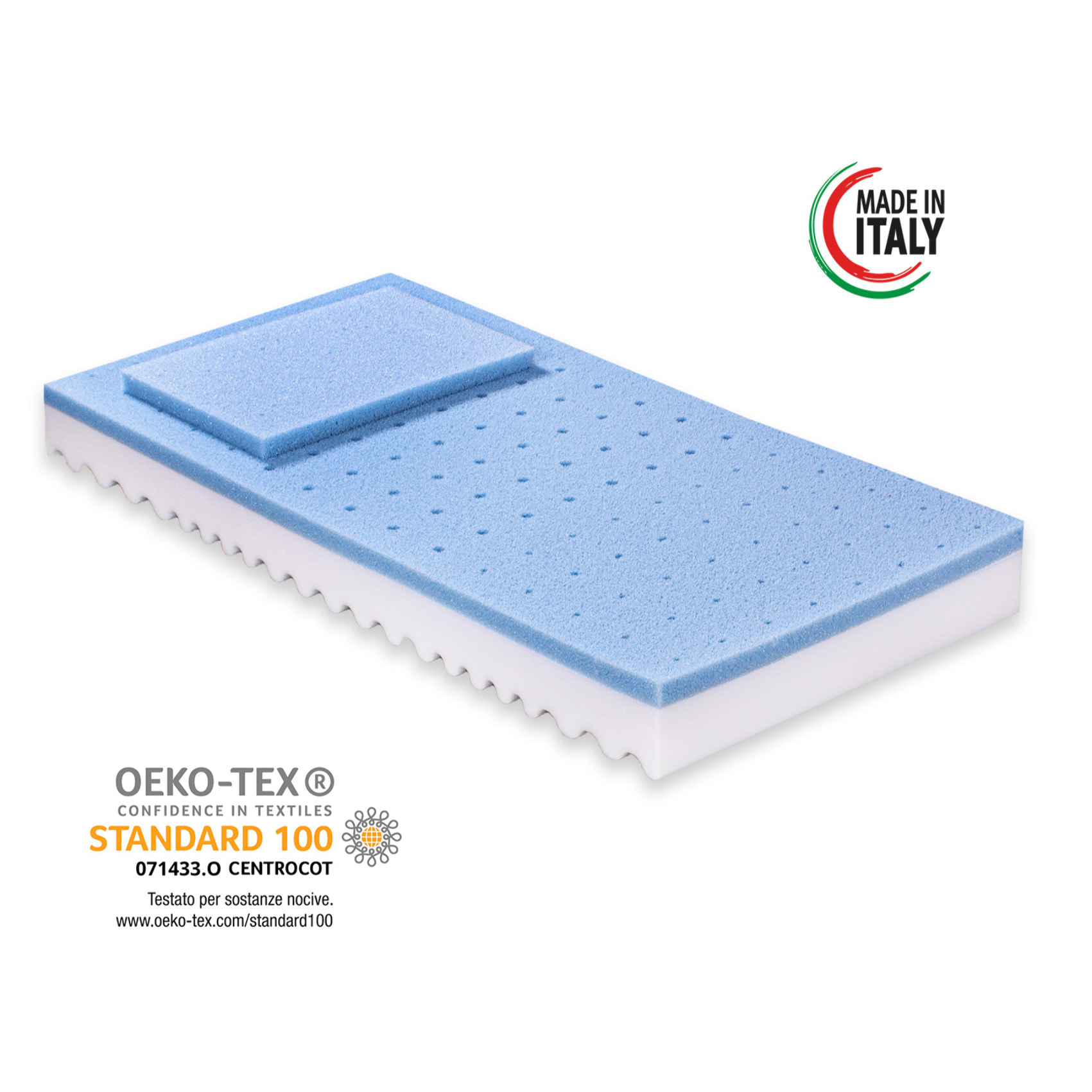 Materassimemory.eu - Materasso per culla lettino Royal Baby antisoffoco misura 70x140 alto 12 con memory Airsense lavabile in lavatrice rivestimento sfoderabile lavabile, guanciale in omaggio