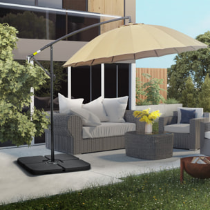 Peso para Base de Sombrilla de 4 Piezas Base para Sombrilla Excéntrica Cuadrado Rellenable de Agua 15 Litro Arena 19,5 kg para Base Cruzada Negro