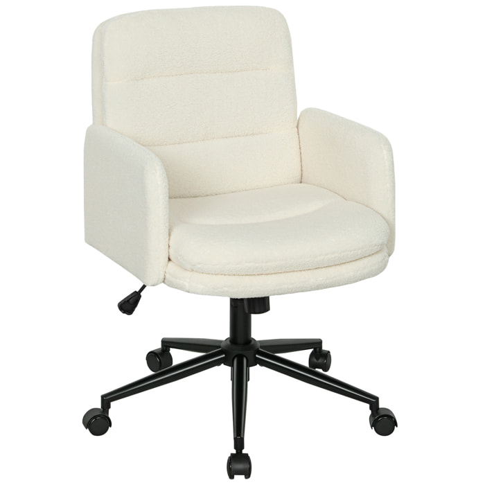 Chaise de bureau bouclette crème grand confort piètement acier noir