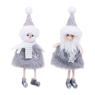 Babbo Natale e pupazzo neve set di 2 - Pezzi 8 - 8xH17x7cm - Bianchi Dino SpA