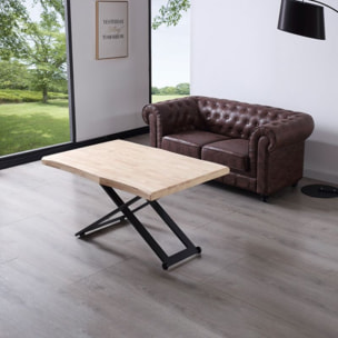 Mesa de centro elevable Lada Fit Negro - Roble