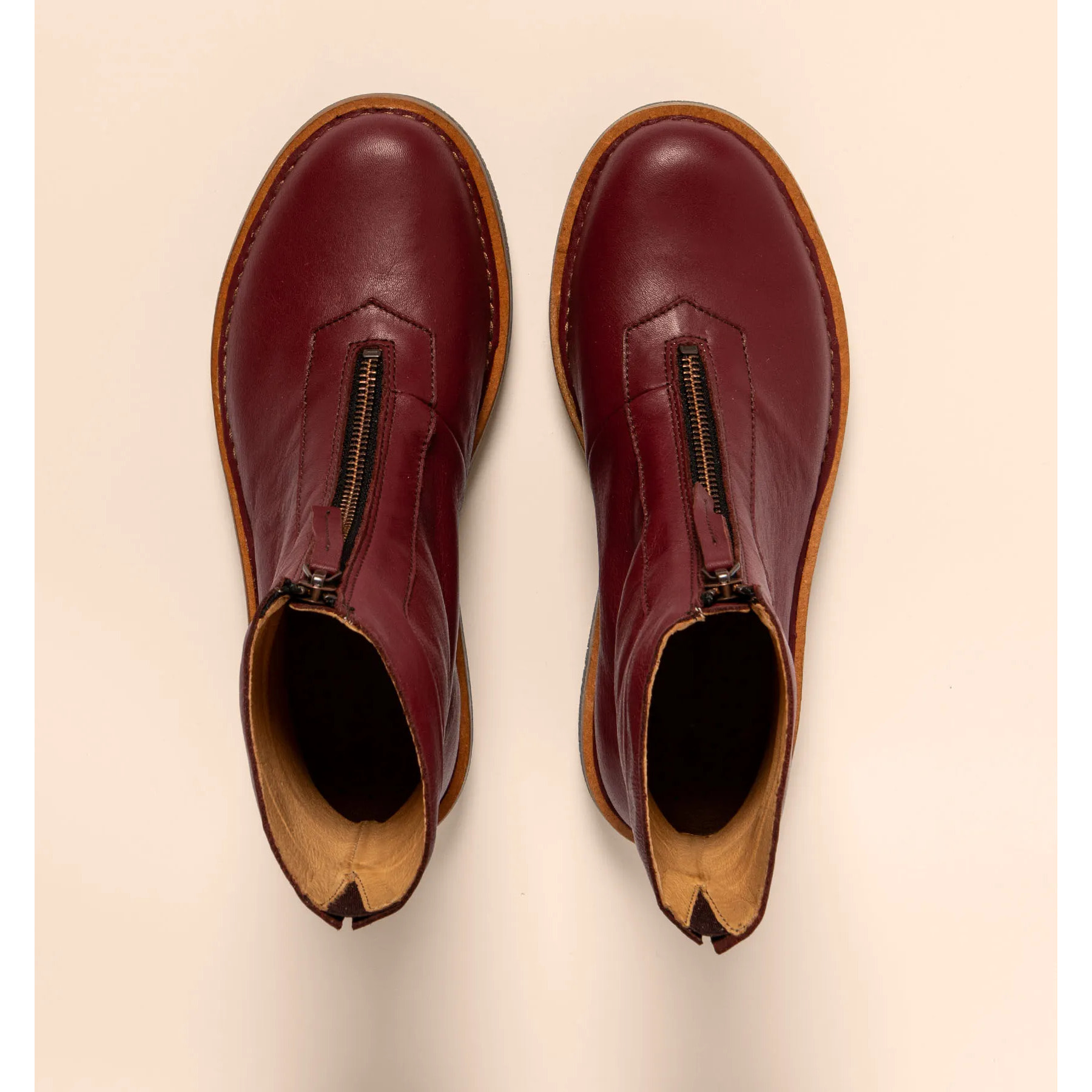 Botines N5581 SOFT NAPPA BURDEOS/VOLCANO color Burdeos