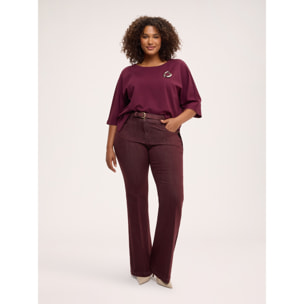 Fiorella Rubino - Jeans acampanados con cinturón - Burgundy