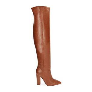 Stivali overknee marroni, tacco 9,5 cm