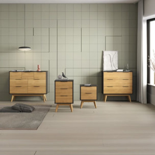 Mesita de noche Numa 3 cajones Gris Alpino - Oak