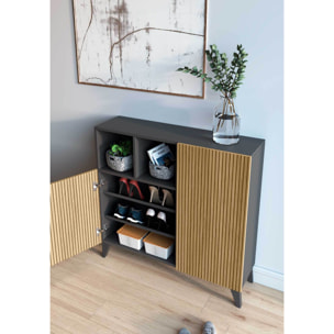 Zapatero Moss melamina grafito puertas impresión vallado 87x90x27 cm