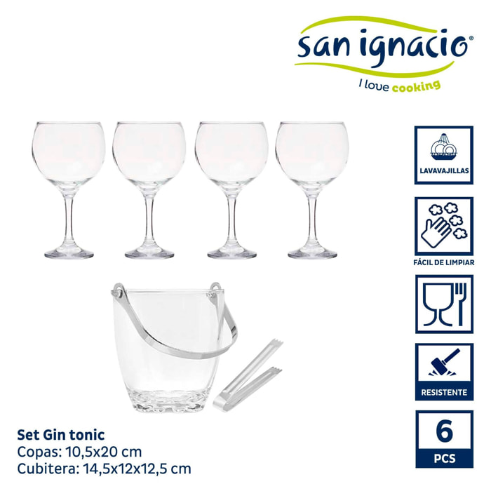 Set cubitera 4 copas gin tonic colección vivalto