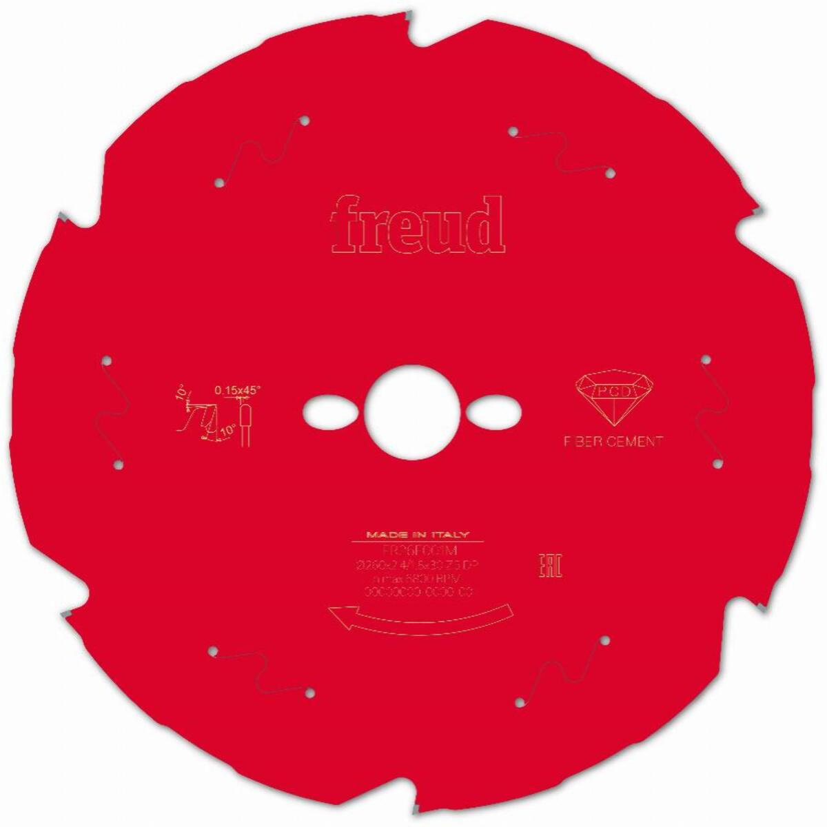 Lame diamant pour scie circulaire portative FREUD - Ø260 2,4/1,8 AL30 Z6 TD 10° - F03FS09849 -FR26F001M