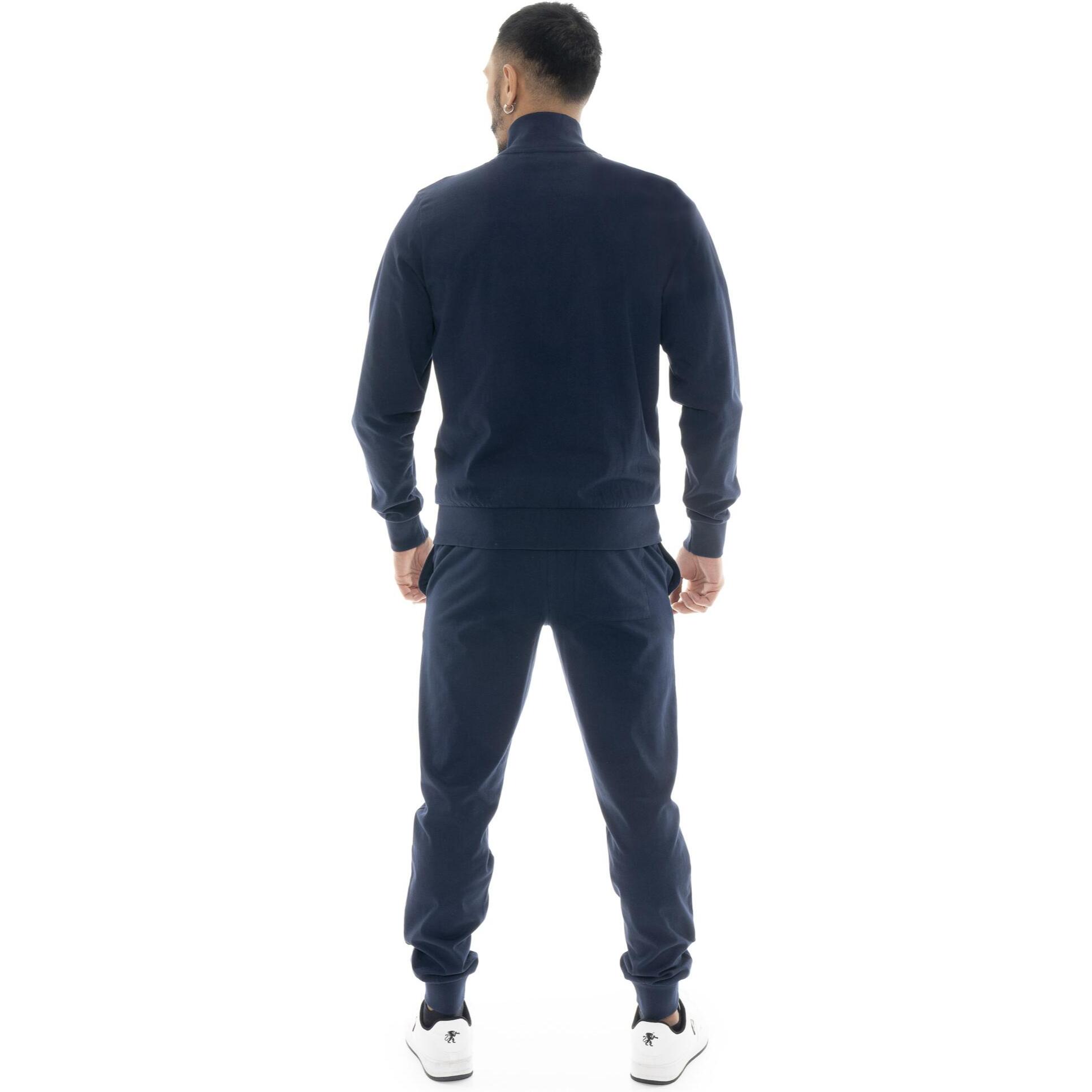 Tuta da uomo in cotone non garzato con colletto e zip Leone HJ