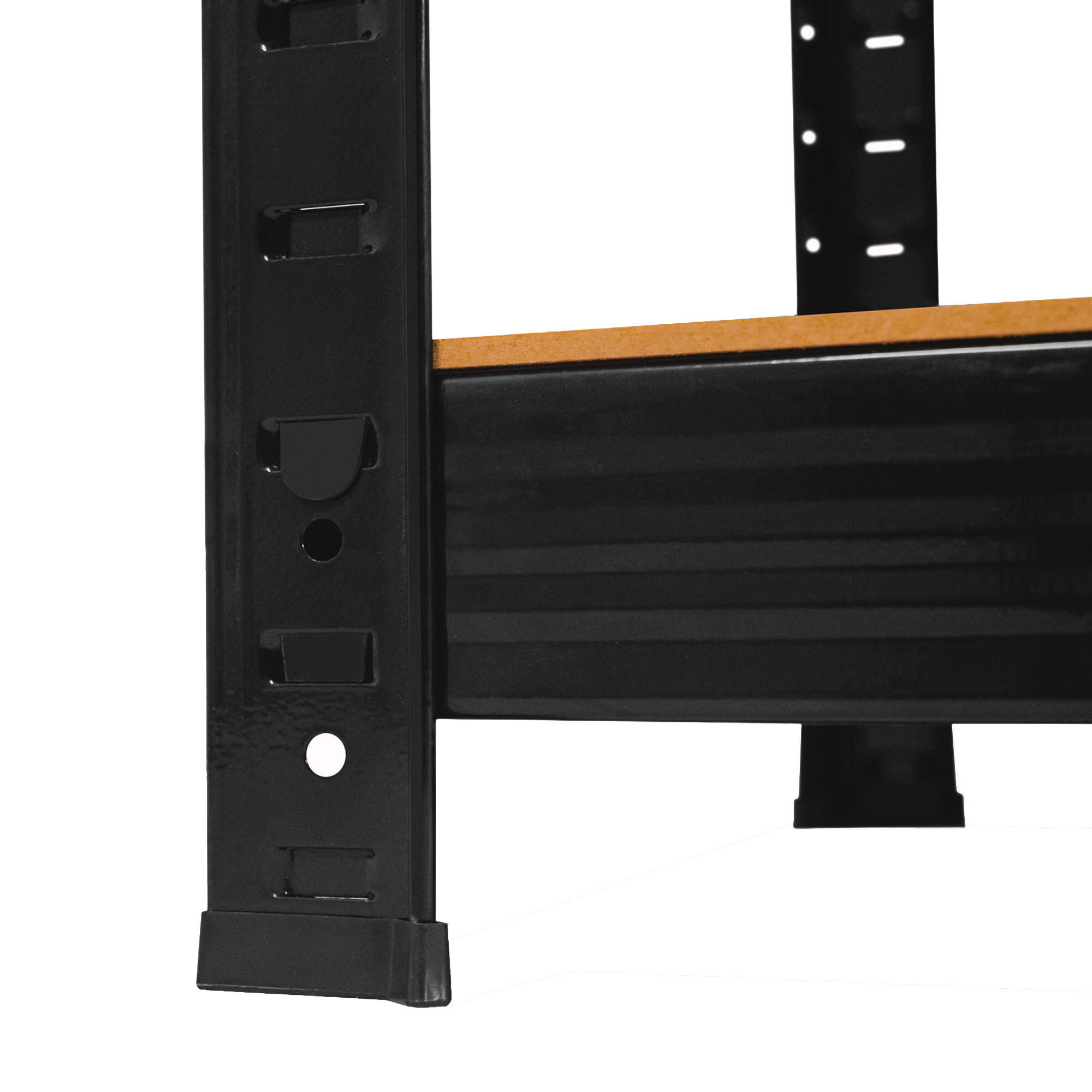 Brace 75 - Scaffale in metallo 150x73x30 cm 4 ripiani carico max 700 Kg Scaffalatura per Garage in Metallo e MDF Nero
