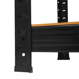 Brace 75 - Scaffale in metallo 150x73x30 cm 4 ripiani carico max 700 Kg Scaffalatura per Garage in Metallo e MDF Nero