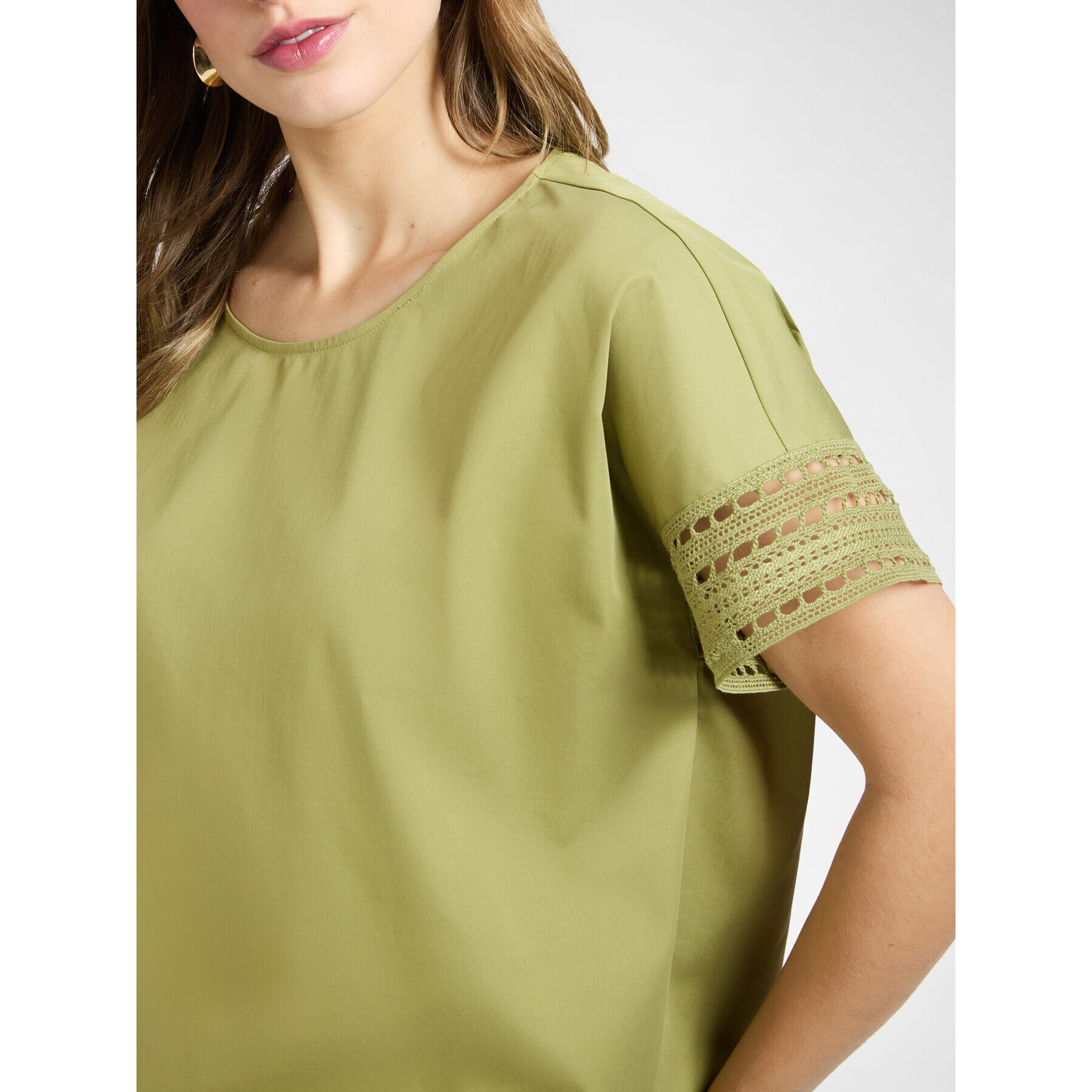 Elena Mirò - Blusa con bordi in pizzo - Verde chiaro
