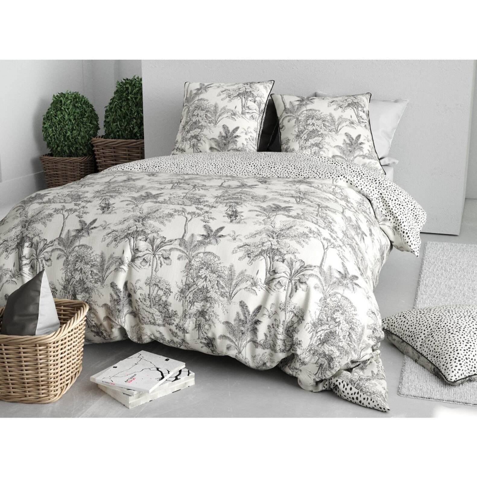 Parure Housse De Couette 3pcs 100% Coton 57 Fils FAUVE