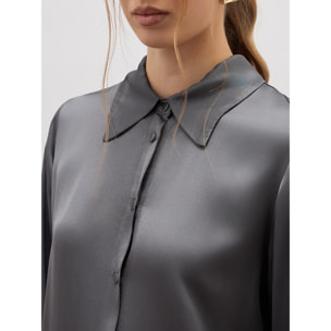 Oltre - Viscose satin shirt - Gris