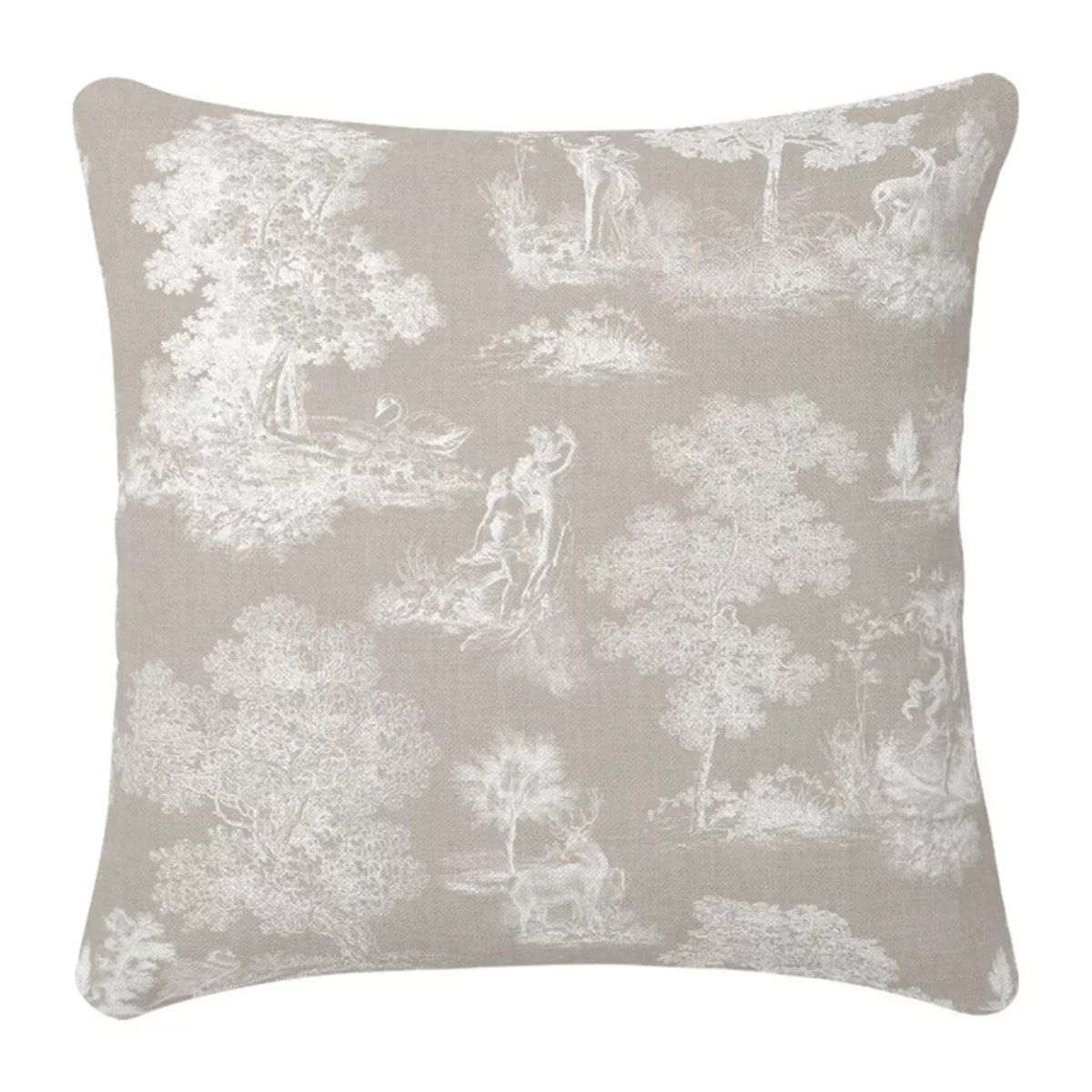 Housse de coussin lin & coton 165 g/m² imprimé beige Poesie taupe