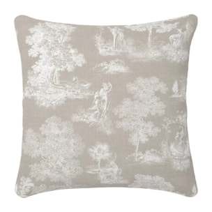 Housse de coussin lin & coton 165 g/m² imprimé beige Poesie taupe