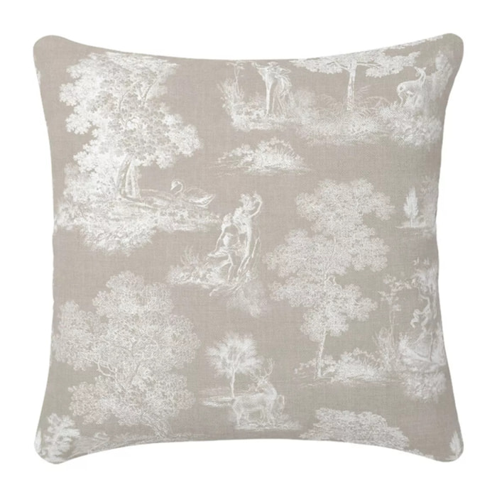 Housse de coussin lin & coton 165 g/m² imprimé beige Poesie taupe