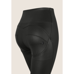 Pantaloni push up WR.UP® vita alta tessuto lucido wet effect