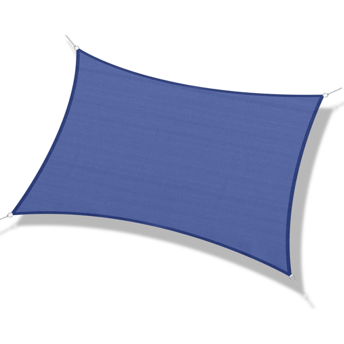 Voile d'ombrage rectangulaire anti-UV HDPE 4L x 3l m bleu