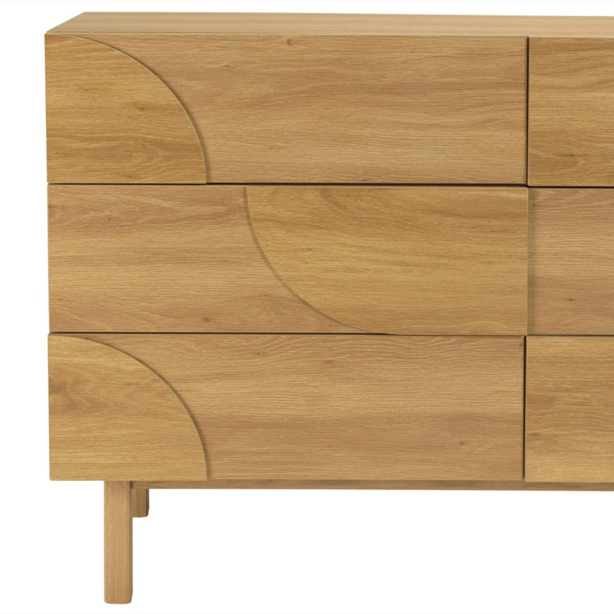 ETHAN - Commode couleur naturelle 6 tiroirs décor motif arrondi