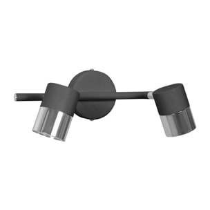 Forlight Focos Cloc Double Negro - Iluminación Moderna para el Hogar, Aluminio Resistente, Personalizable con Bombillas, Diseño Elegante y Funcional, Serie Cloc Double