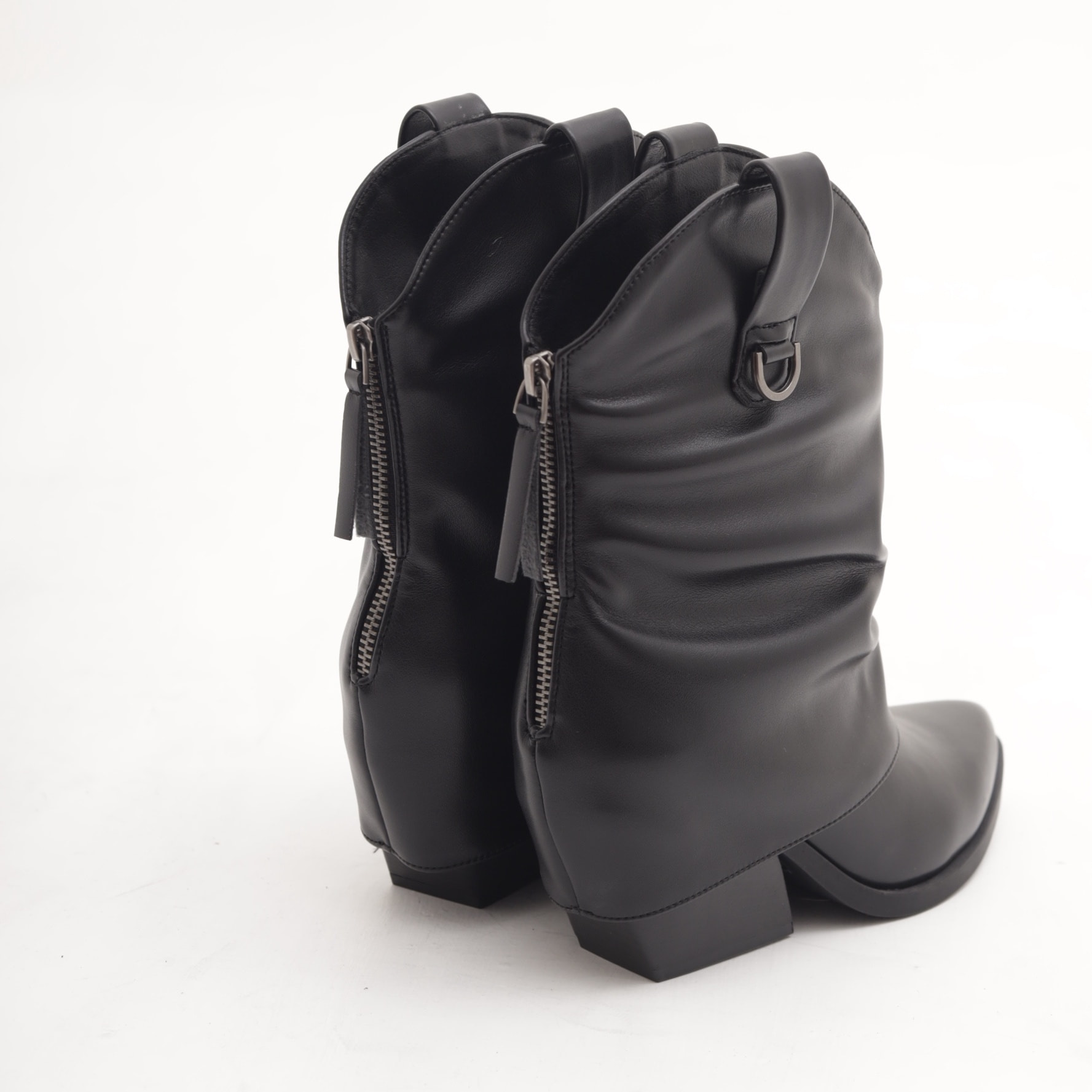 STIVALETTO TEXANO RISVOLTATO NERO