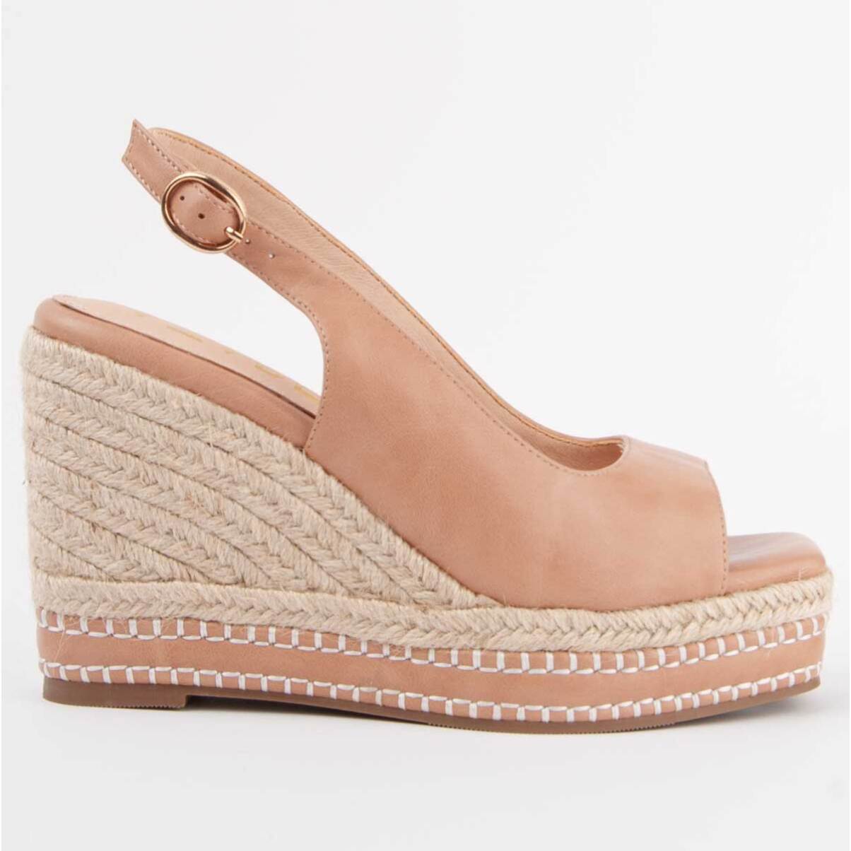Sandalia De Cuña - Marron - Altura: 9 Cm