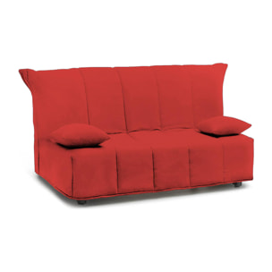 Divano Letto Alisee, Divano a 2 posti, 100% Made in Italy, Sofà Soggiorno con apertura a carrello, in tessuto imbottito, con cuscini inclusi, Cm 125x90h85, Rosso