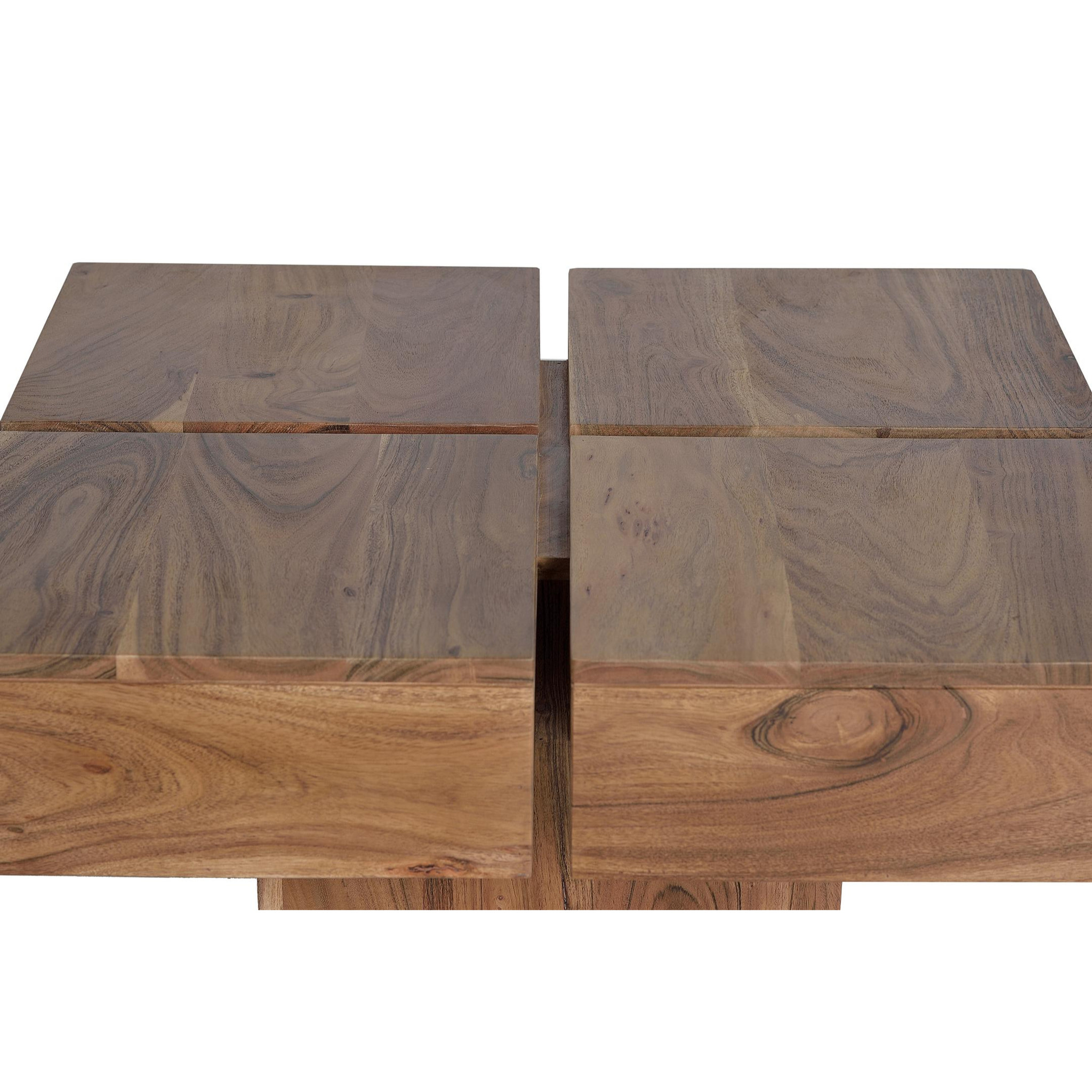 Mesas de Centro de Madera de Acacia 80 Cm Estilo Rústico Moderno