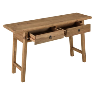 SANDY - Console 2 tiroirs bois pin recyclé
