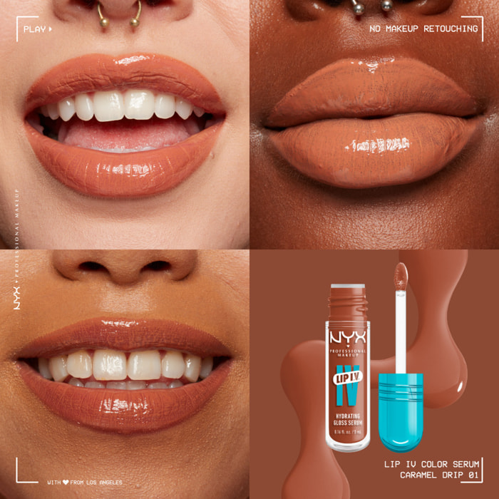NYX Professional Makeup, Lip IV, Gloss, jusqu'à 12h d'hydratation, hautement pigmenté, fini brillant, Caramel Drip