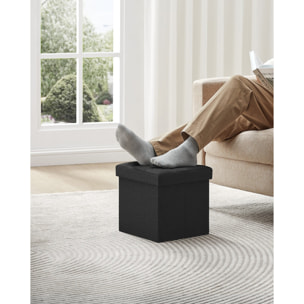 Pouf contenitore pieghevole in tessuto nero 30x30 cm