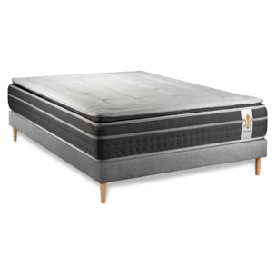 Ensemble Matelas Trente PLUS - 30cm - Hybride - Effet nuage avec surmatelas intégré - Sommier kit Gris
