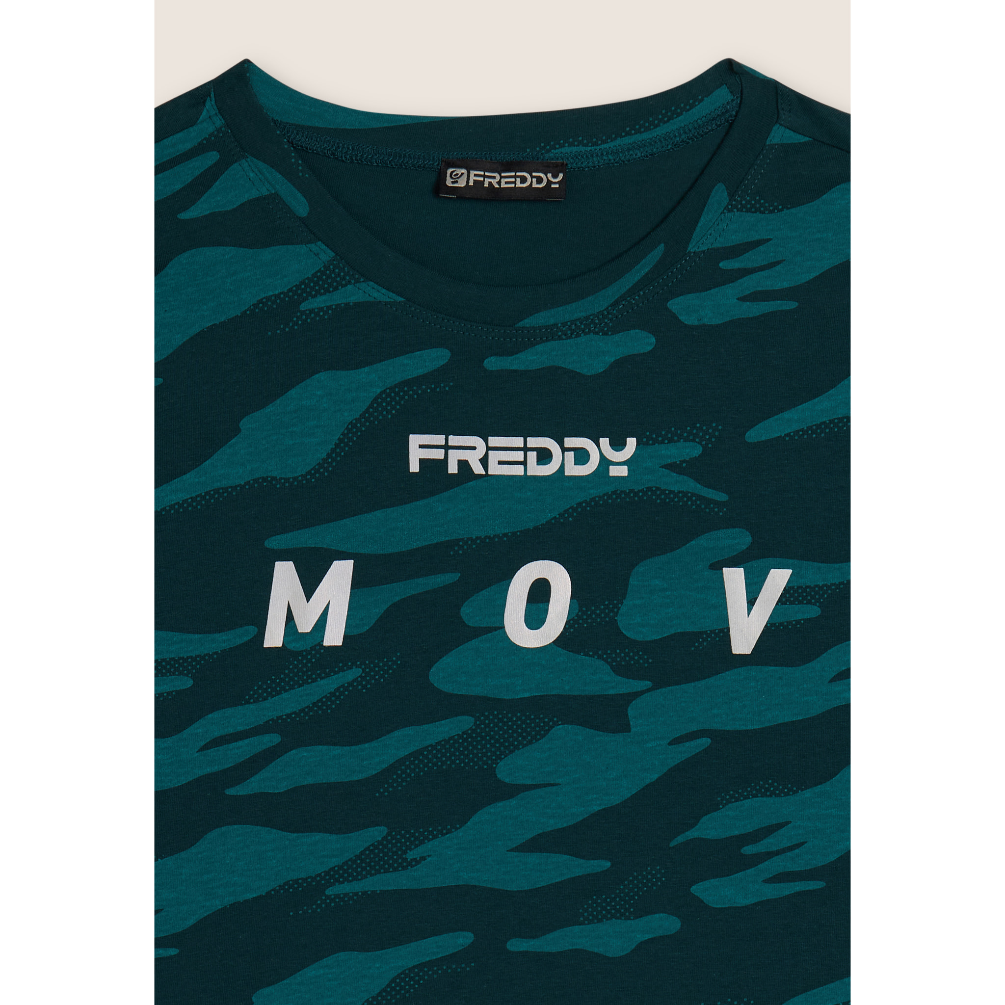 T-shirt camouflage con maniche ad aletta