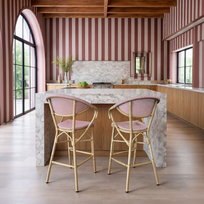 Lot de 2 fauteuils de bar en textilène rouge AMALFI