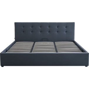 Lit coffre avec tête de lit en velours - TINA