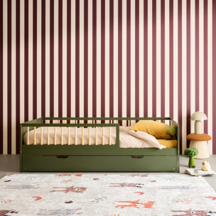 Lit gigogne enfant 90 x 190 cm pin naturel  avec sommier à lattes et tiroir ELIO