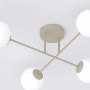 Lampada a sospensione ROMA con struttura beige e sfere in vetro opale