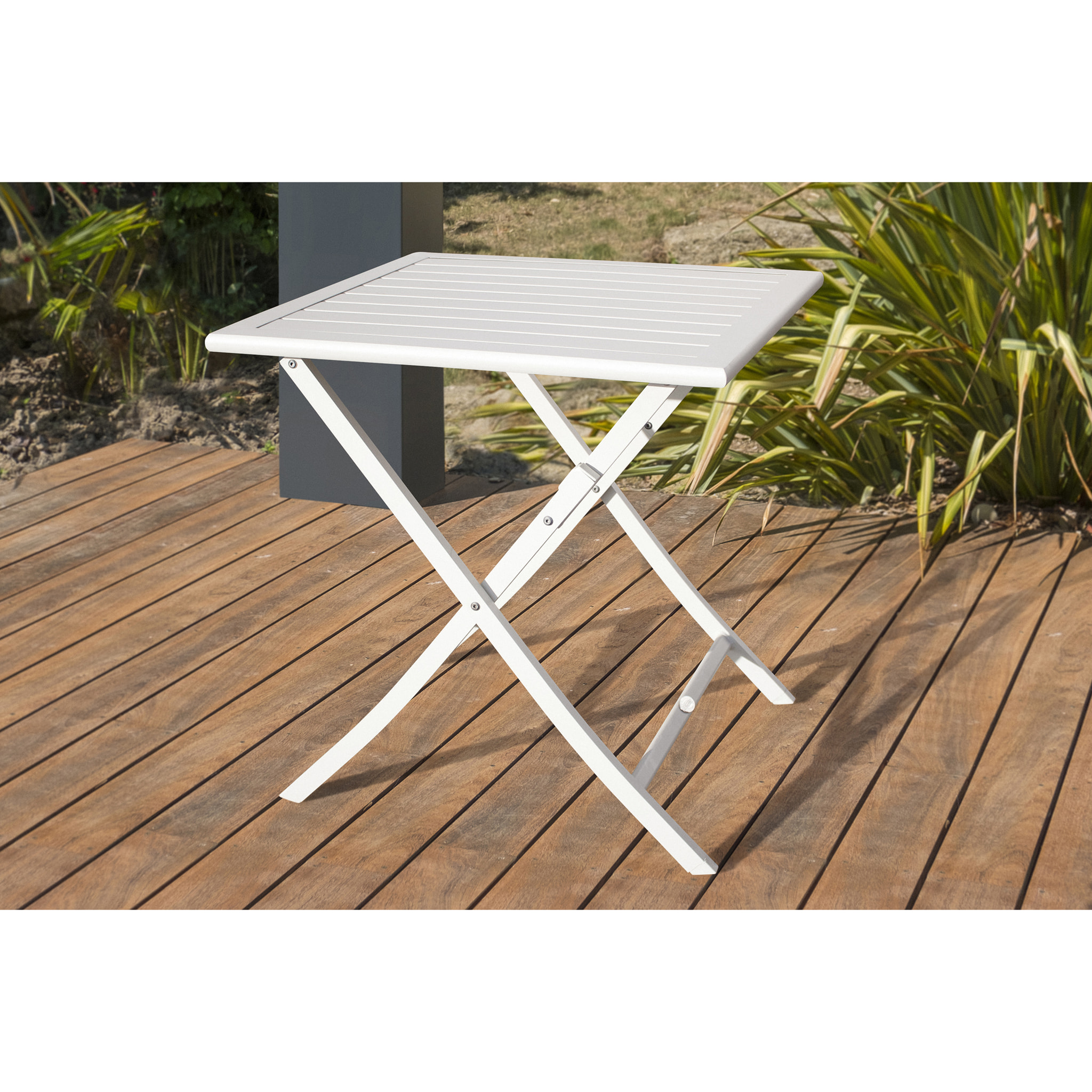 MARIUS - Table de jardin pliante en aluminium gris