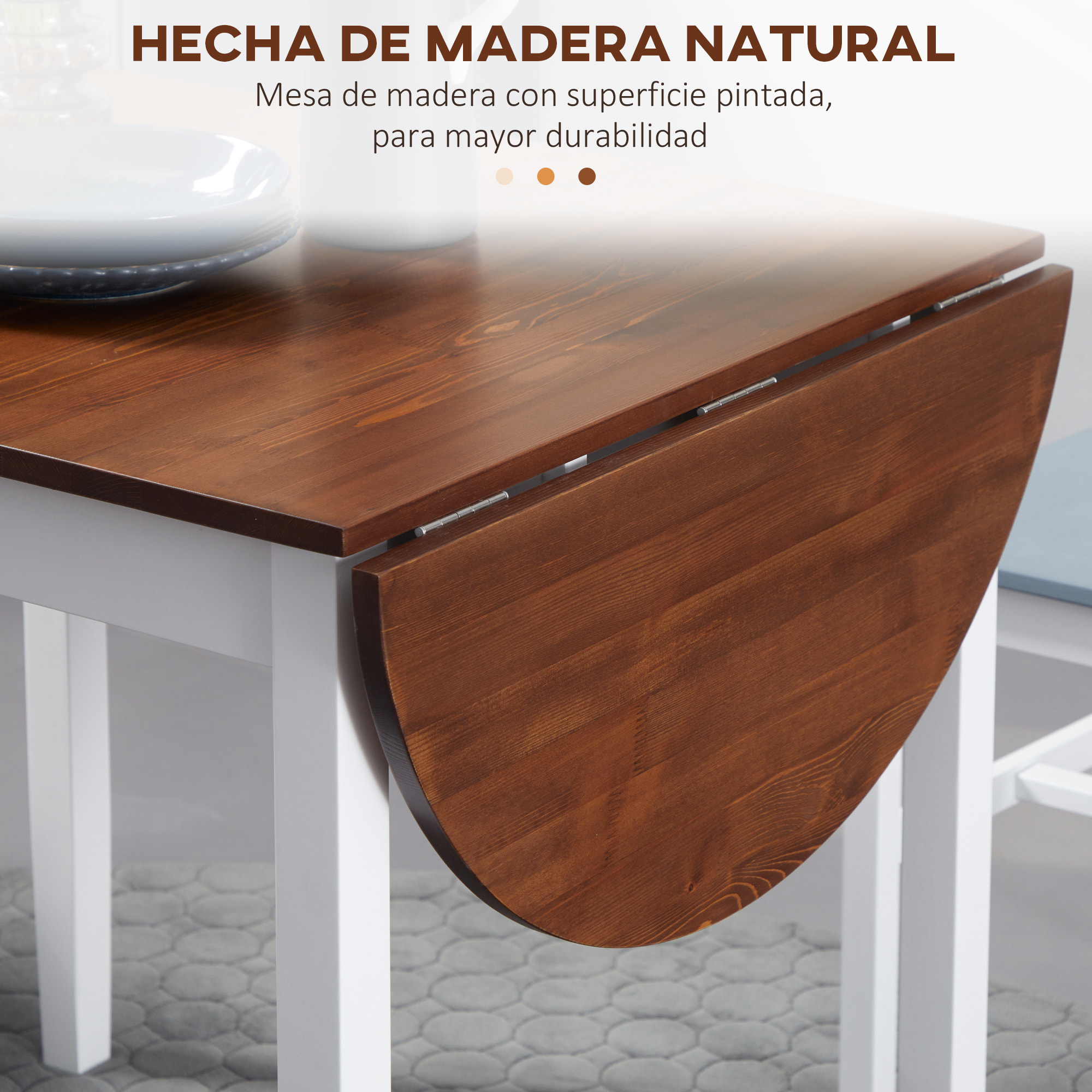 Mesa de Cocina Plegable de Madera Mesa de Comedor Extensible con Hojas Abatibles para 4-6 Personas Carga 50 kg 140x70x75 cm Marrón