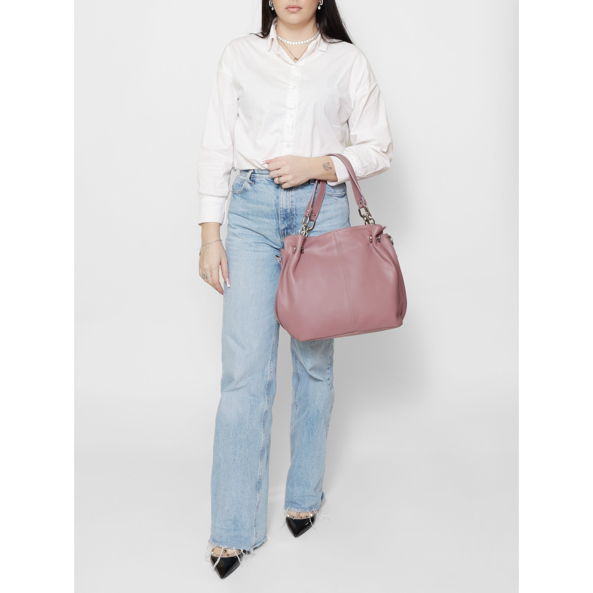 Borsa a mano da donna Made in Italy - Modello Ereba - 100% pelle - 38.0 x 30.0 x 12.0 cm