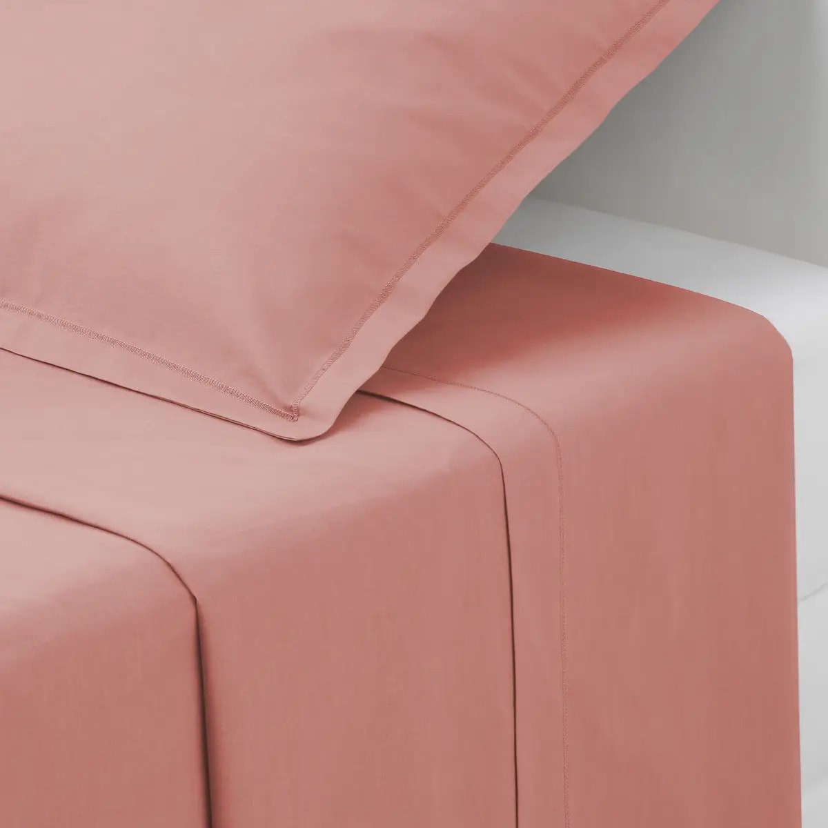 Drap plat "Carina" en coton 180x290cm rose blush