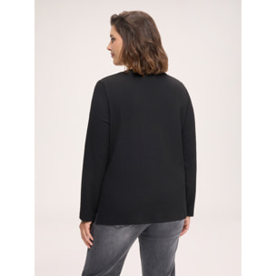 Fiorella Rubino - T-shirt a trama 3D con collanina - Nero
