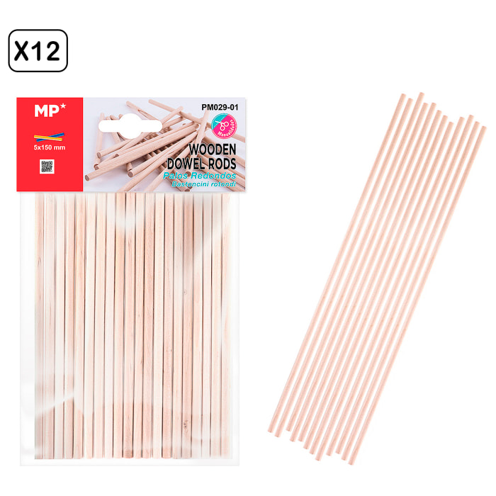 12 packs PALOS REDONDOS 5 mm 20 Uds.