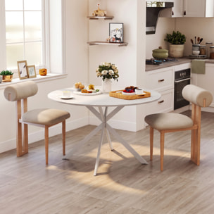 HOMCOM Mesa de Comedor Redonda para 4 Personas, Ø120x75 cm, Mesa de Cocina Industrial con Estructura de Acero, Blanco