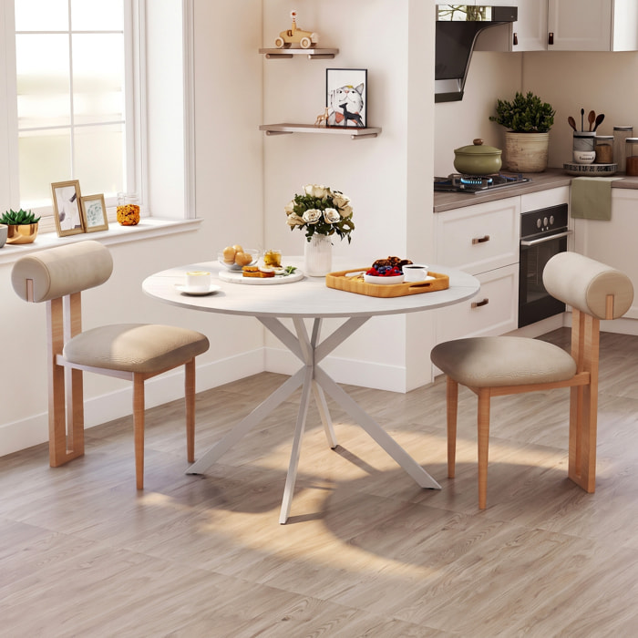 HOMCOM Mesa de Comedor Redonda para 4 Personas, Ø120x75 cm, Mesa de Cocina Industrial con Estructura de Acero, Blanco