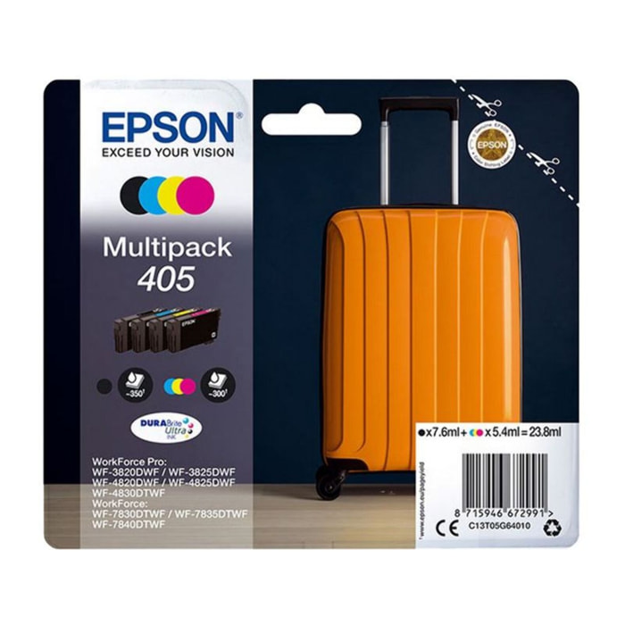 Cartouche d'encre EPSON Pack Multipack 4 Originales 405 (Noir + 3 Couleurs) - C13T05B64010