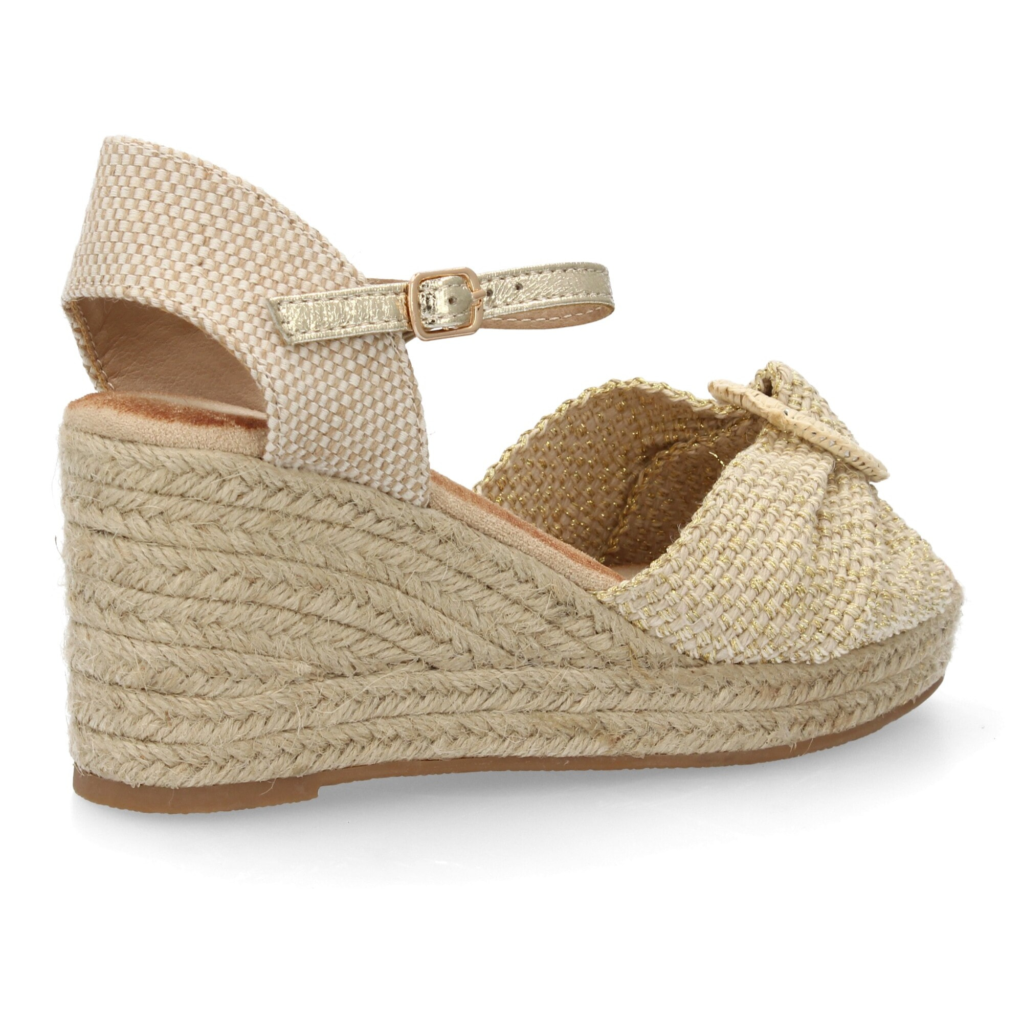 Sandalia cuña esparto lazo mujer