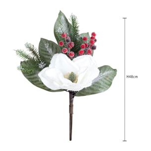 Magnolia mazzo con bacche e pigna - Pezzi 1 - BIANCO - Bianchi Dino SpA
